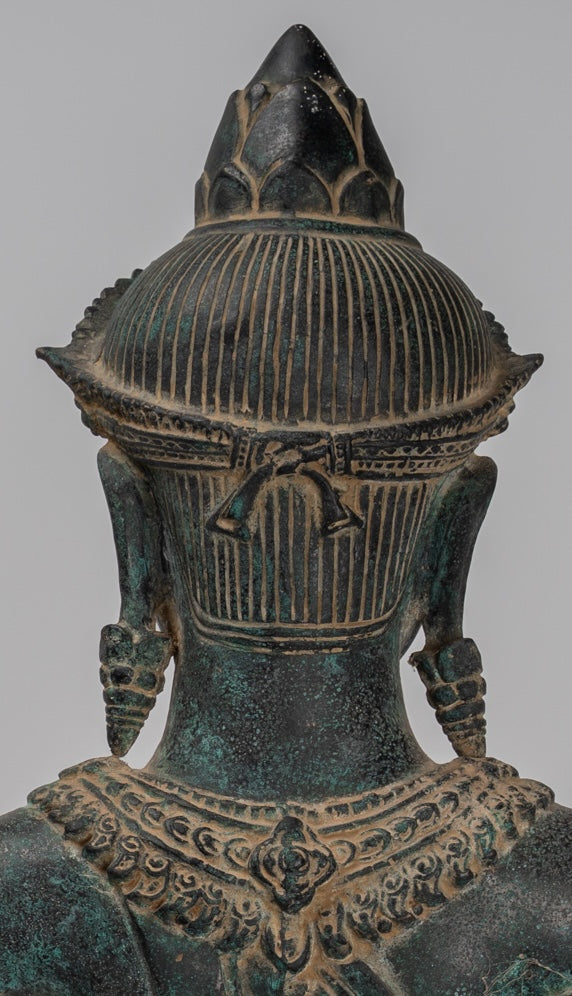 Estatua de Buda - Estatua de Buda de Meditación Amitabha de Bronce Antique Khmer - 55cm/22 "