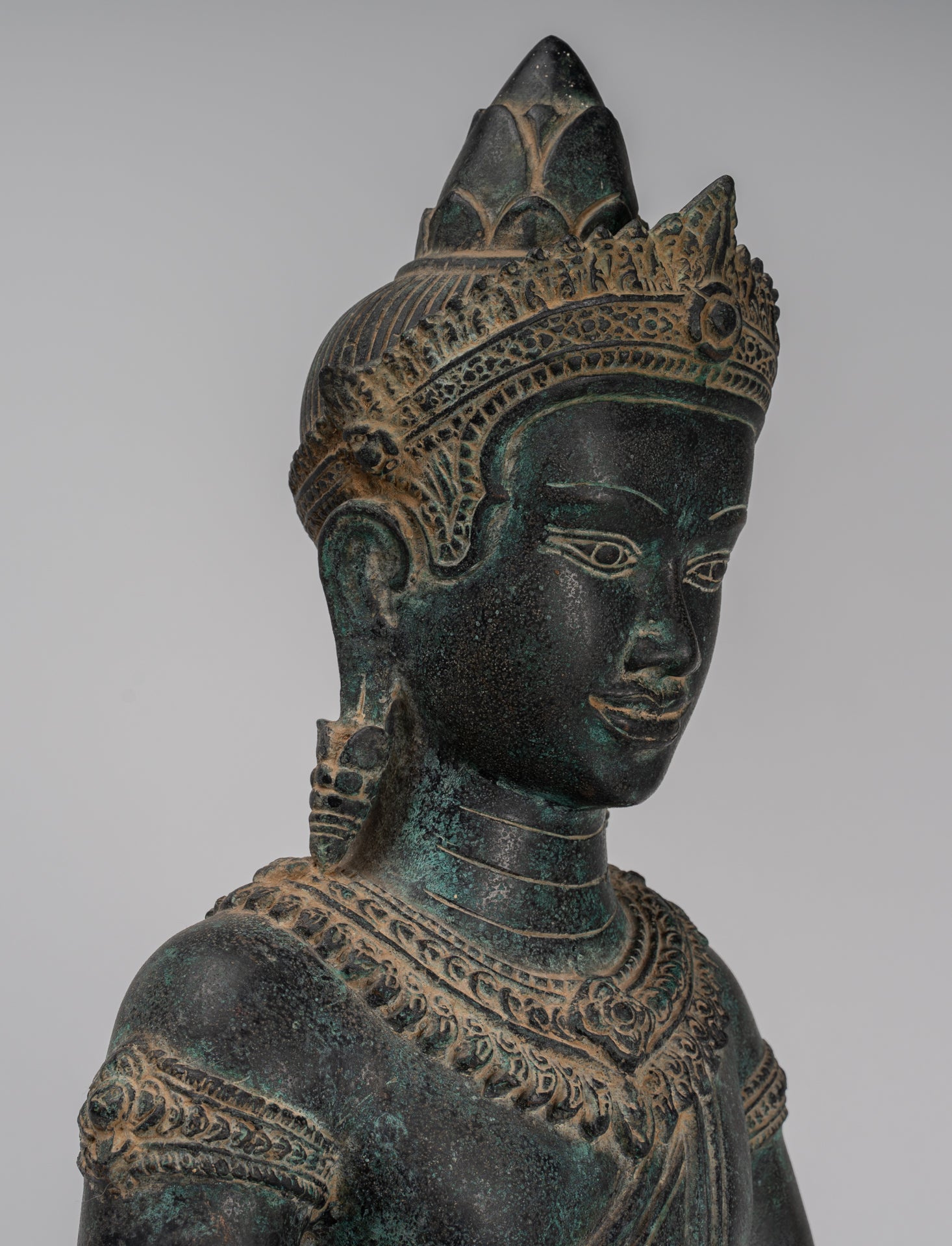 Estatua de Buda - Estatua de Buda de Meditación Amitabha de Bronce Antique Khmer - 55cm/22 "