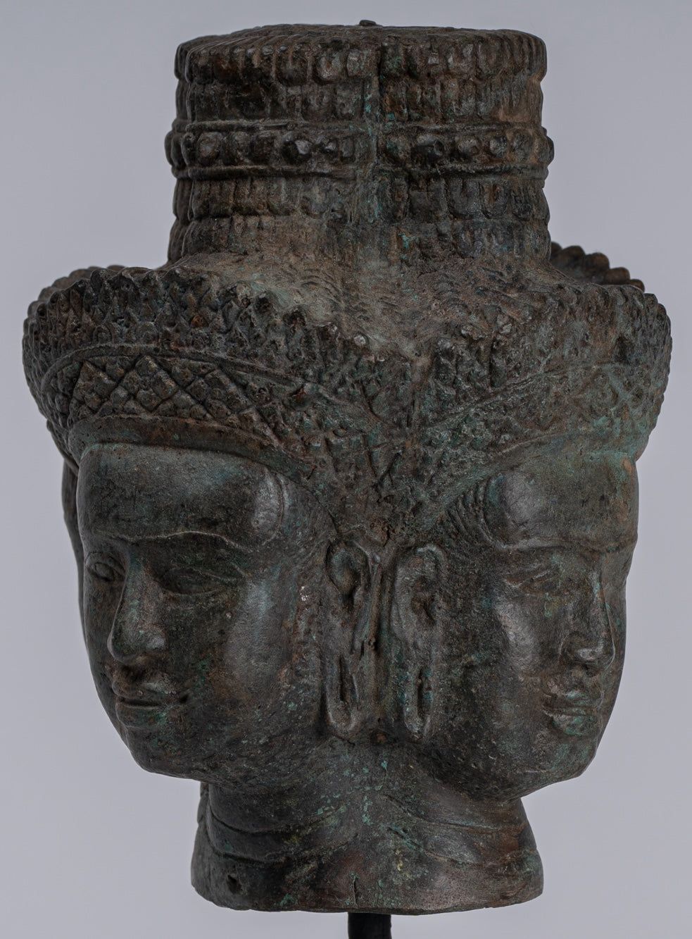 Brahma Statue - Antique Khmer in stile Khmer Monte Bronzo Brahma Head - Hindu God Creation - 24 cm/10 "