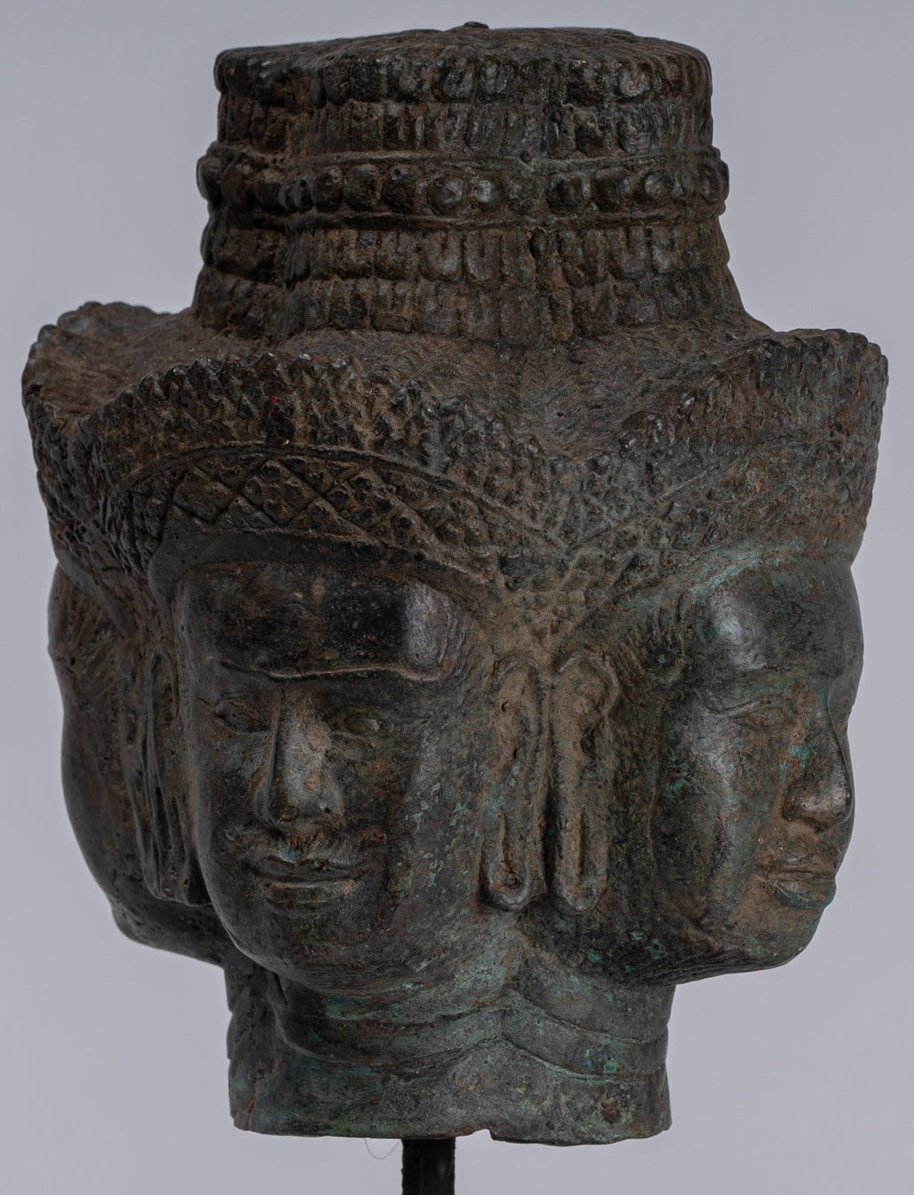Brahma Statue - Antique Khmer in stile Khmer Monte Bronzo Brahma Head - Hindu God Creation - 24 cm/10 "