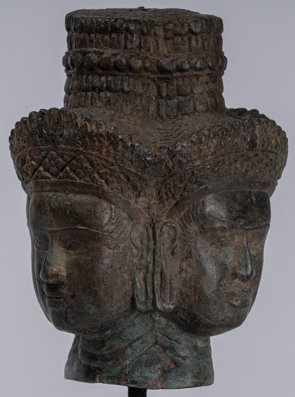 Brahma Statue - Antique Khmer in stile Khmer Monte Bronzo Brahma Head - Hindu God Creation - 24 cm/10 "