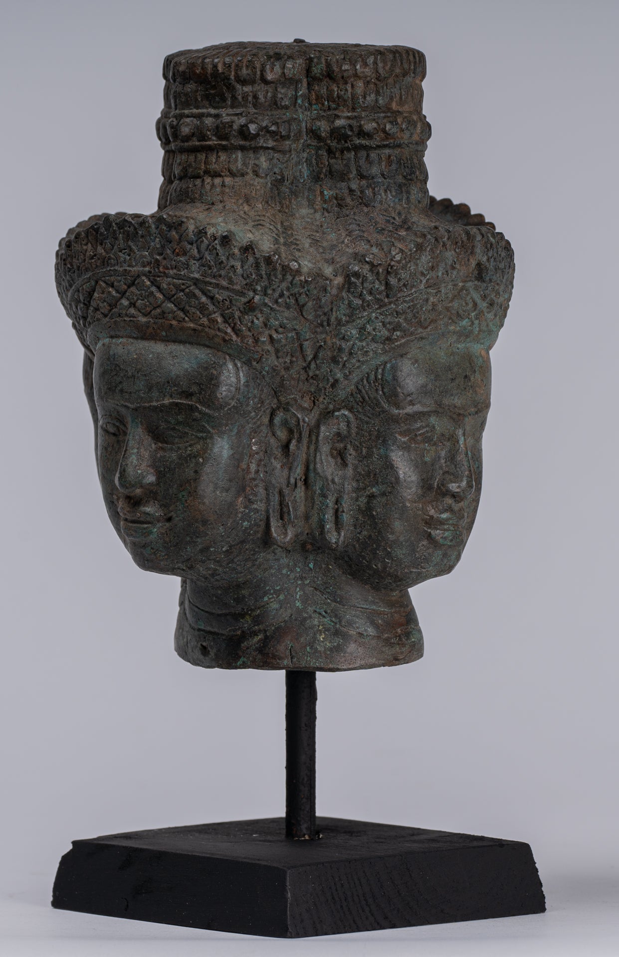 Brahma Statue - Antique Khmer in stile Khmer Monte Bronzo Brahma Head - Hindu God Creation - 24 cm/10 "