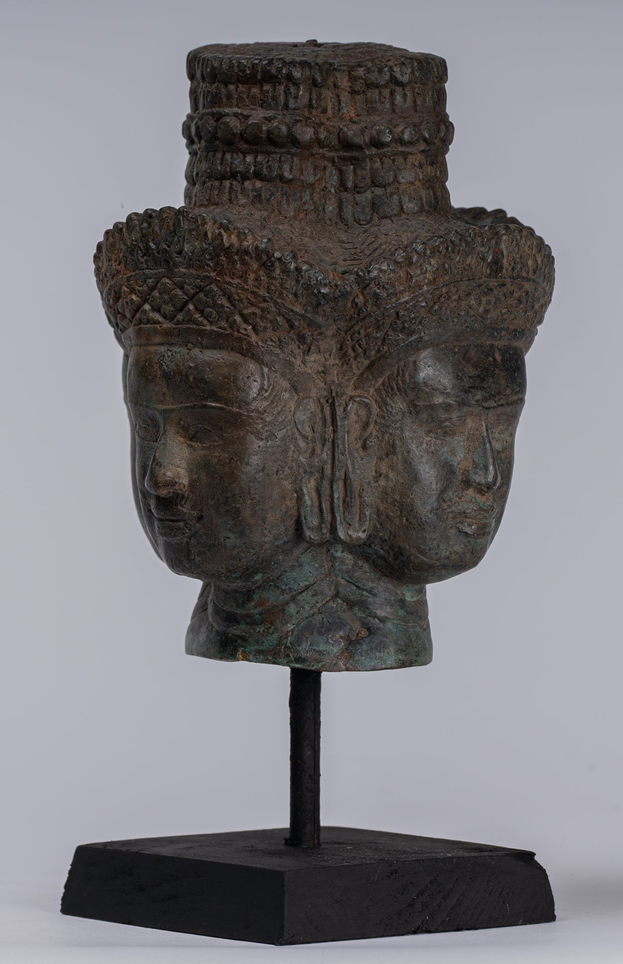 Brahma Statue - Antique Khmer in stile Khmer Monte Bronzo Brahma Head - Hindu God Creation - 24 cm/10 "