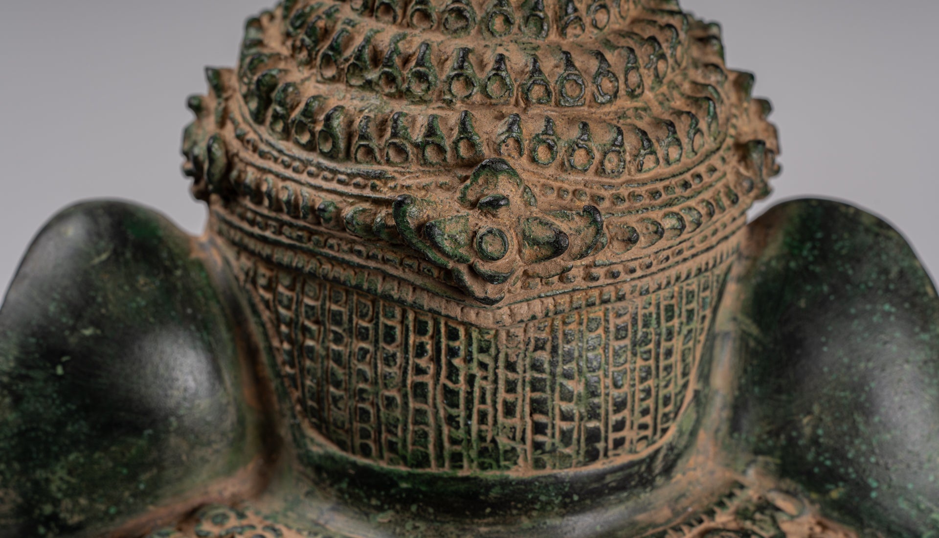 Ganesha Statue - Antique Khmer Style Bronze Seated Ganesh Statue - 60cm/24"