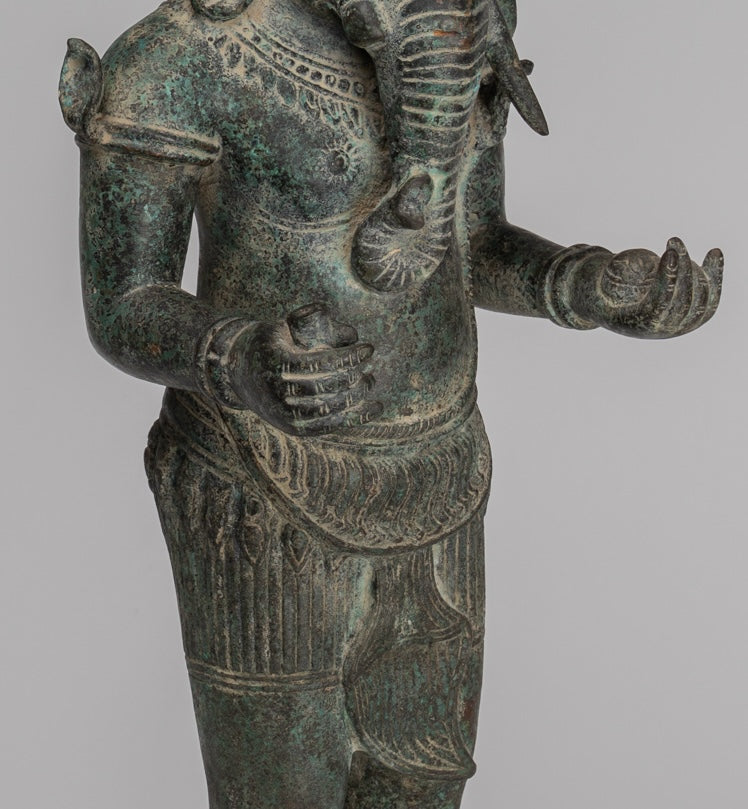 Statue Ganesha - Antique Khmer Style montato in piedi Bronzo Angkor Wat Ganesha Statua - 57 cm/23 "
