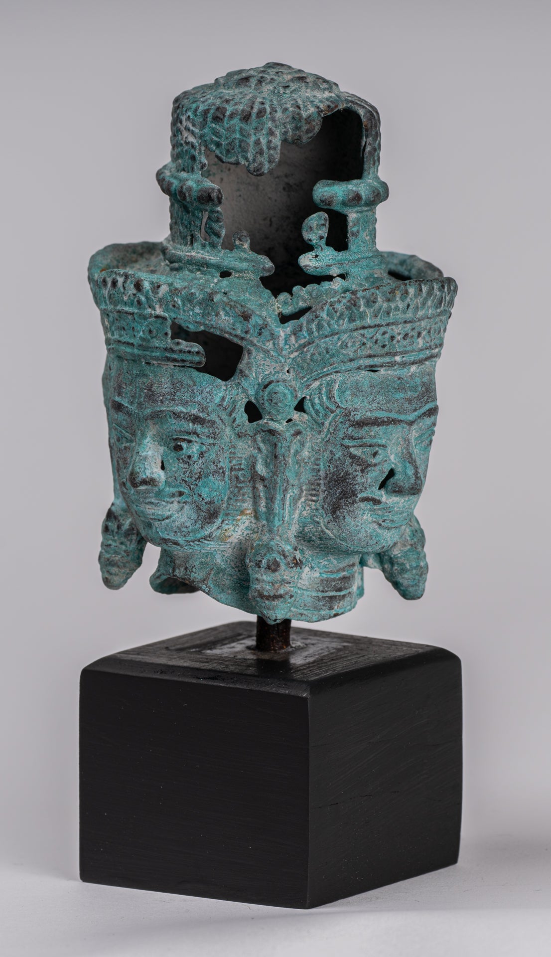 Brahma Statue - Antique Khmer in stile Khmer Monte Bronzo Brahma Head - Hindu God Creation - 18 cm/7 "