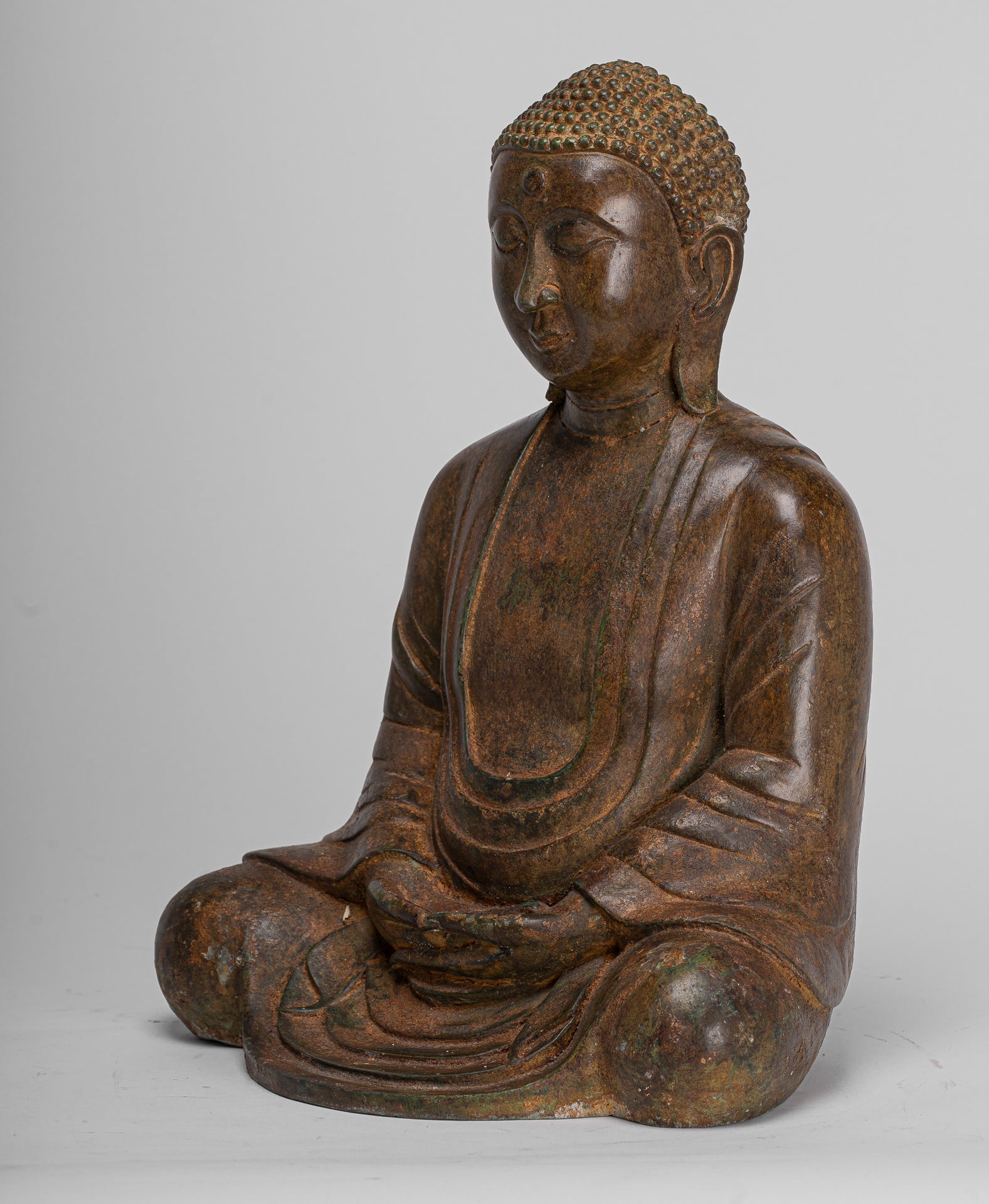 Japanese Buddha - Antique Japanese Style Bronze Seated Meditation Amitabha Buddha Statue - 36cm/14"