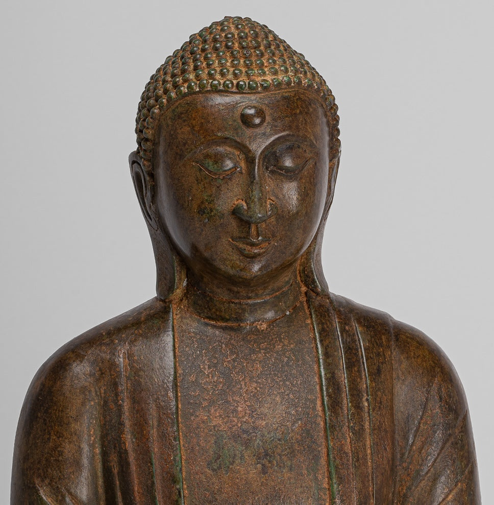 Japanese Buddha - Antique Japanese Style Bronze Seated Meditation Amitabha Buddha Statue - 36cm/14"