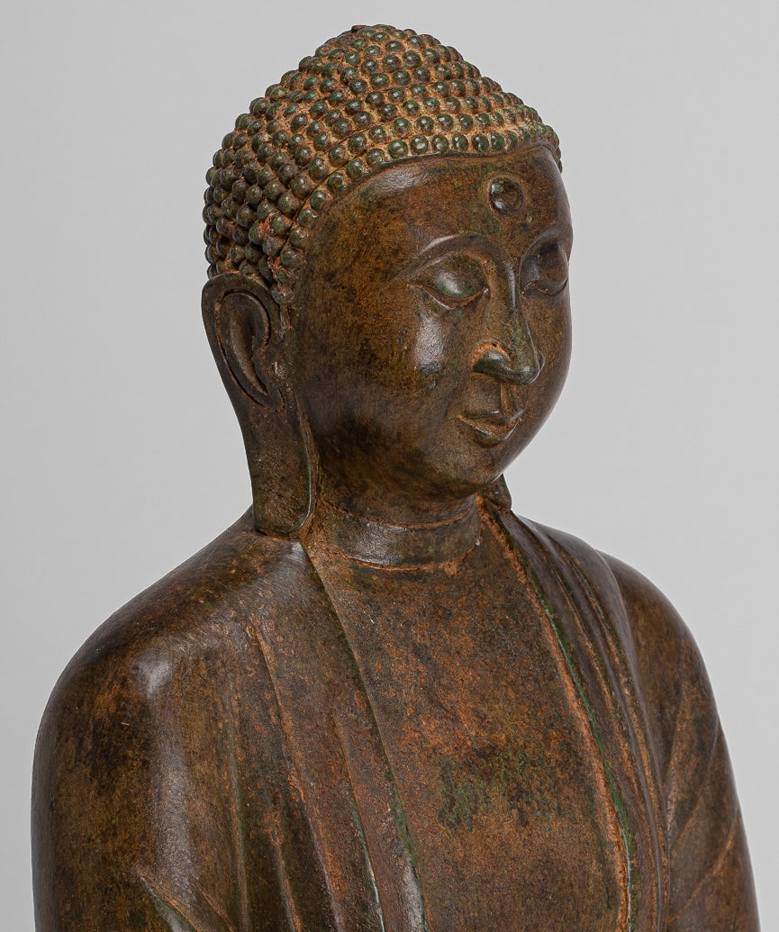 Japanese Buddha - Antique Japanese Style Bronze Seated Meditation Amitabha Buddha Statue - 36cm/14"