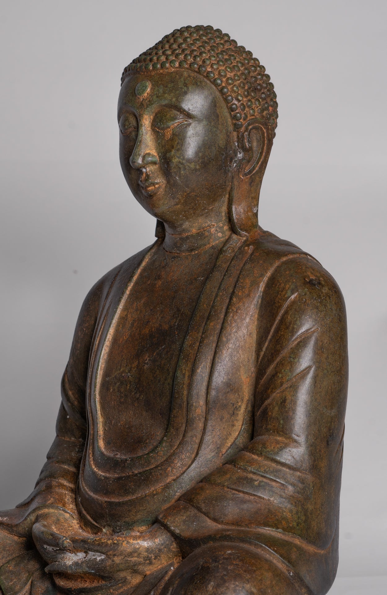 Japanese Buddha - Antique Japanese Style Bronze Seated Meditation Amitabha Buddha Statue - 36cm/14"