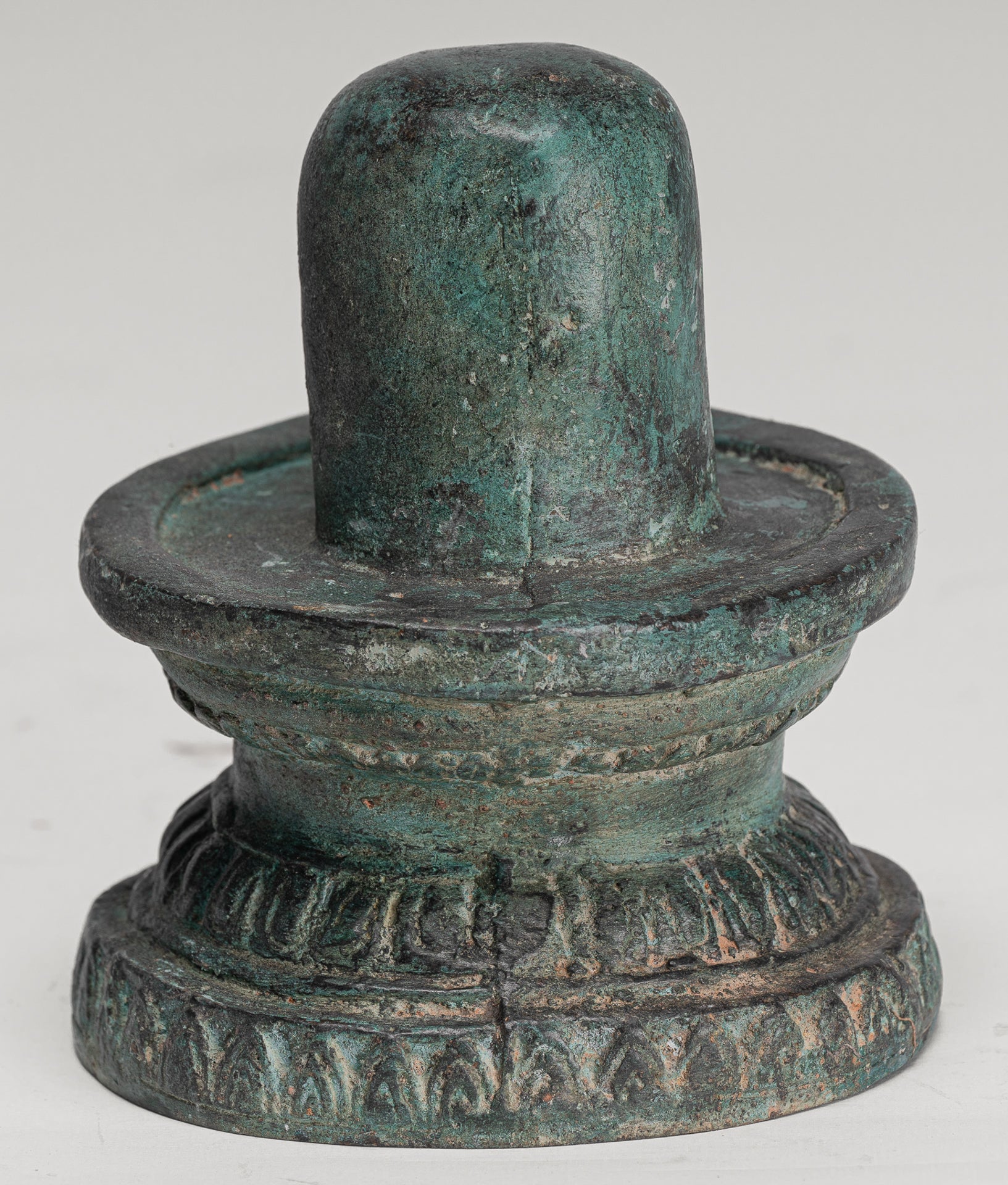 Linga - Antique Indian Style South Asia Bronze Shiva Linga / Lingnum & Yoni - 15cm/6"