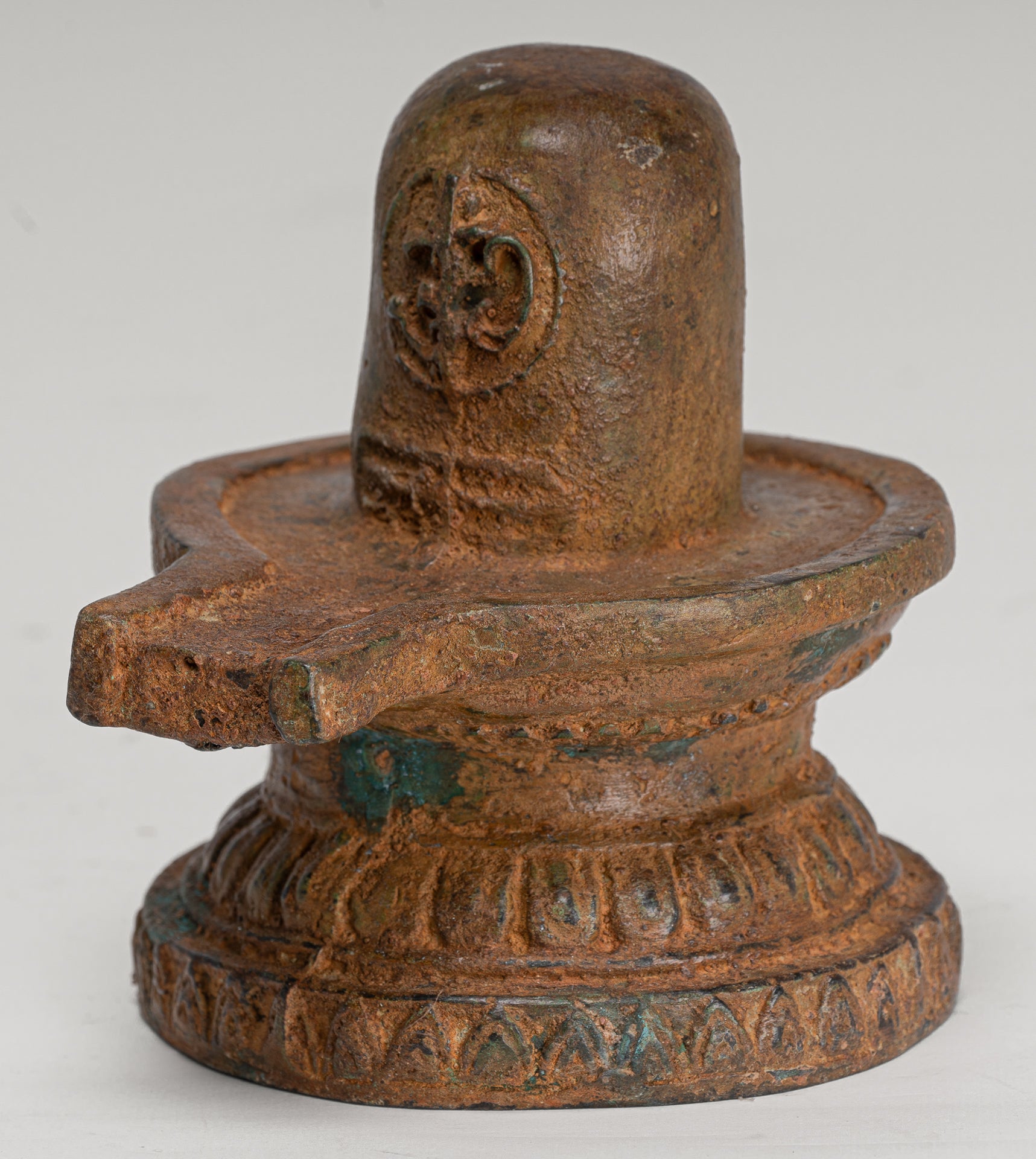 Linga - Antique Indian Style South Asia Bronze Shiva Linga / Lingnum & Yoni - 15cm/6"