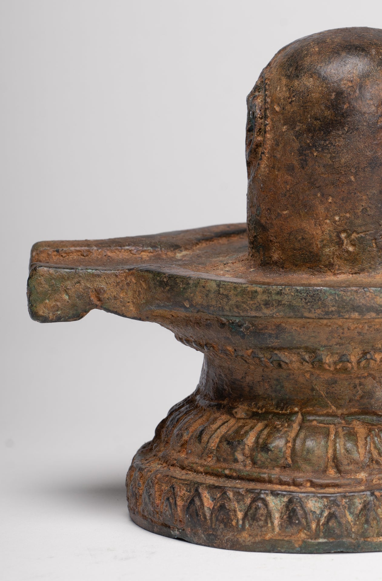 Linga - Antique Indian Style South Asia Bronze Shiva Linga / Lingnum & Yoni - 13cm/5"