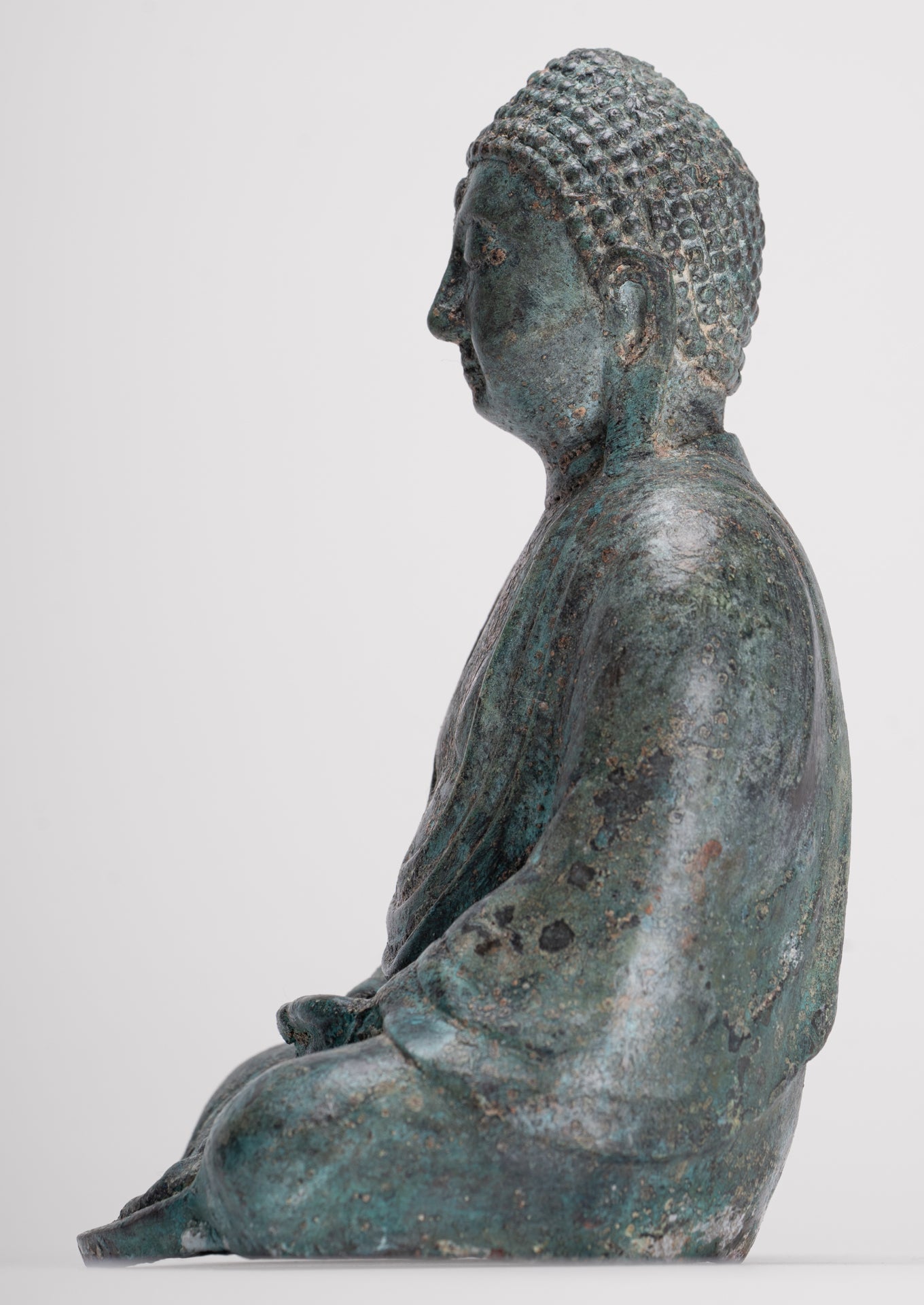 Japanese Buddha - Antique Japanese Style Bronze Seated Meditation Amitabha Buddha Statue - 18cm/7"