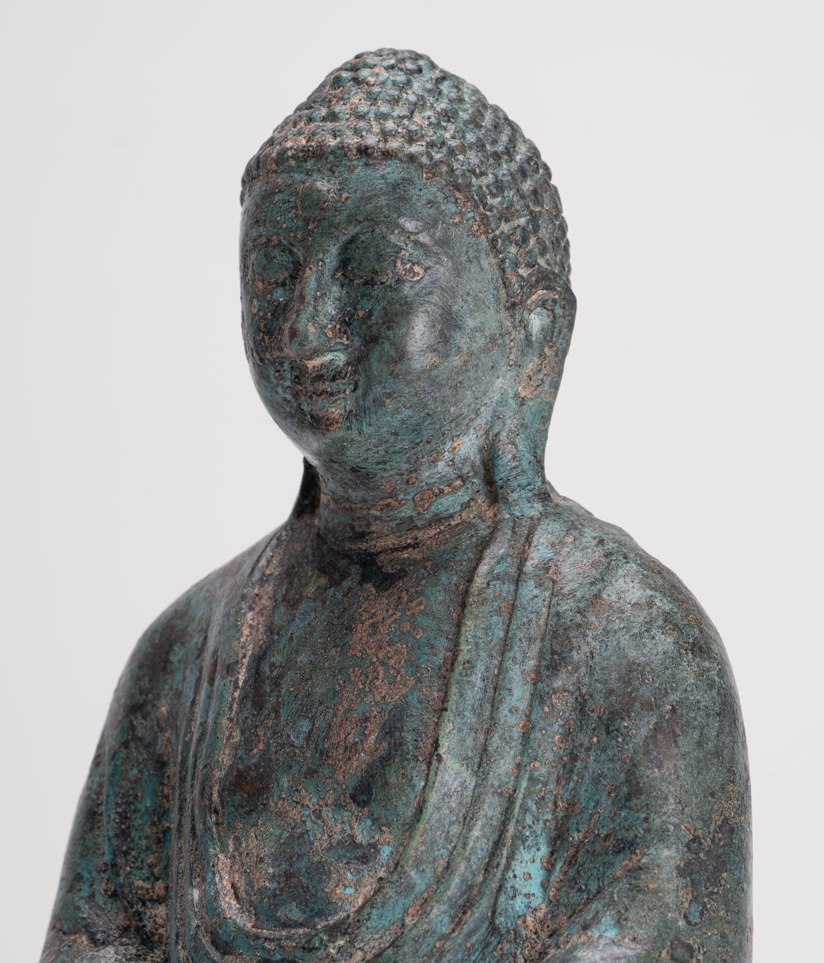 Japanese Buddha - Antique Japanese Style Bronze Seated Meditation Amitabha Buddha Statue - 18cm/7"