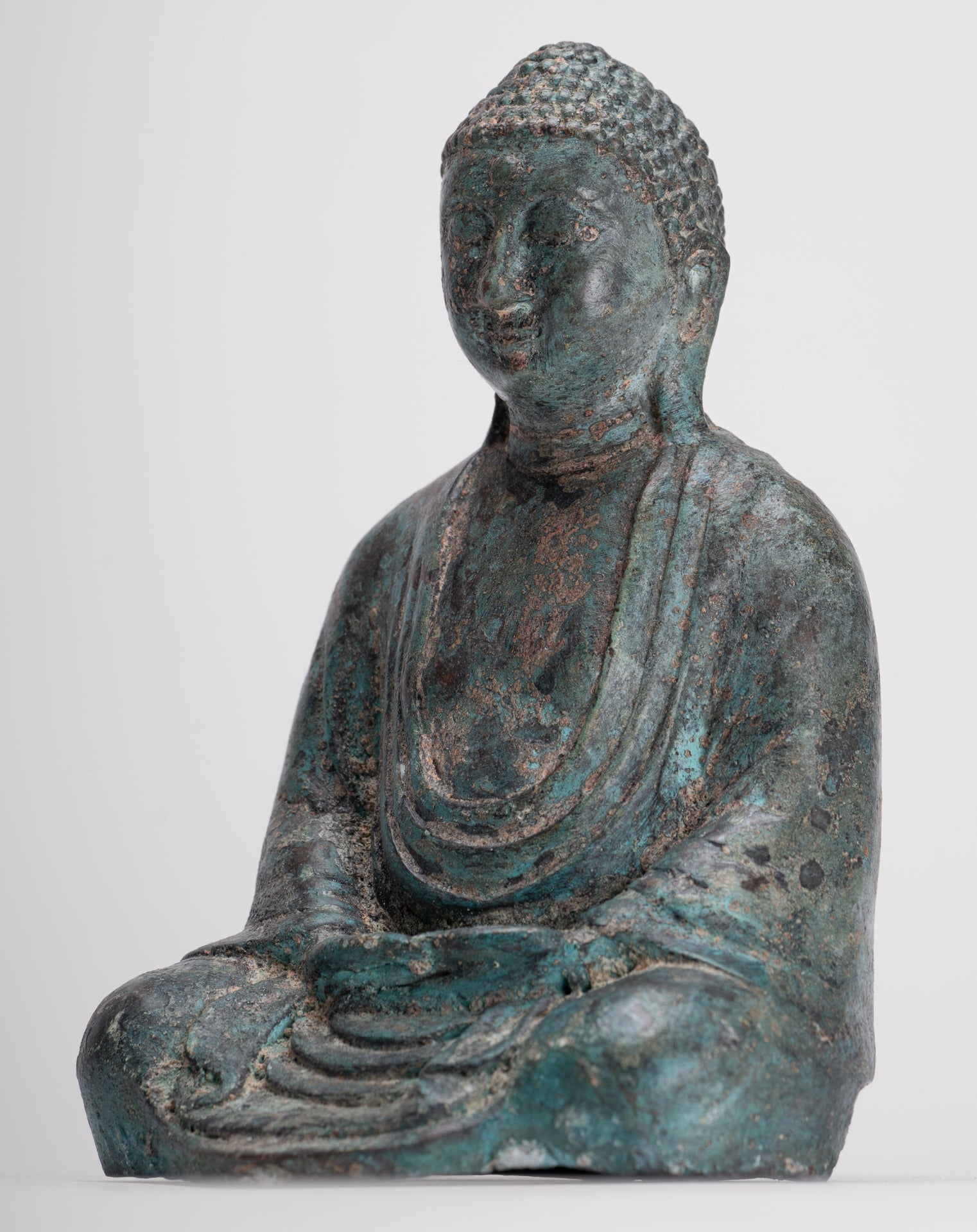 Japanese Buddha - Antique Japanese Style Bronze Seated Meditation Amitabha Buddha Statue - 18cm/7"