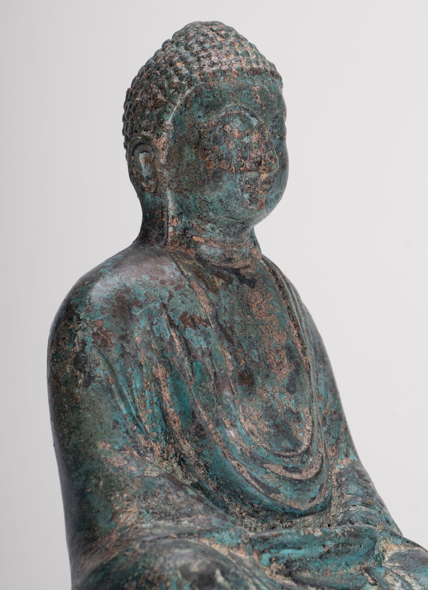 Japanese Buddha - Antique Japanese Style Bronze Seated Meditation Amitabha Buddha Statue - 18cm/7"