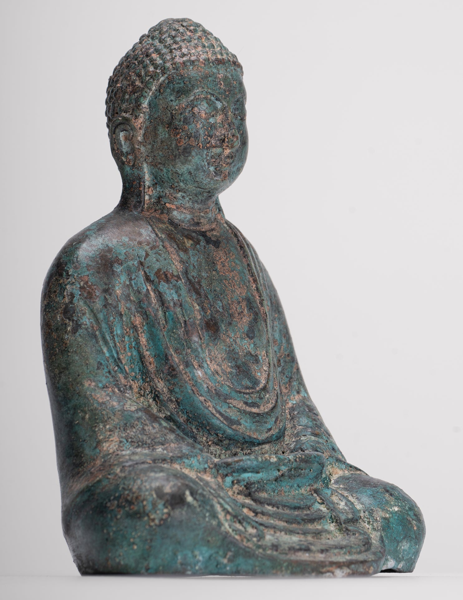 Japanese Buddha - Antique Japanese Style Bronze Seated Meditation Amitabha Buddha Statue - 18cm/7"