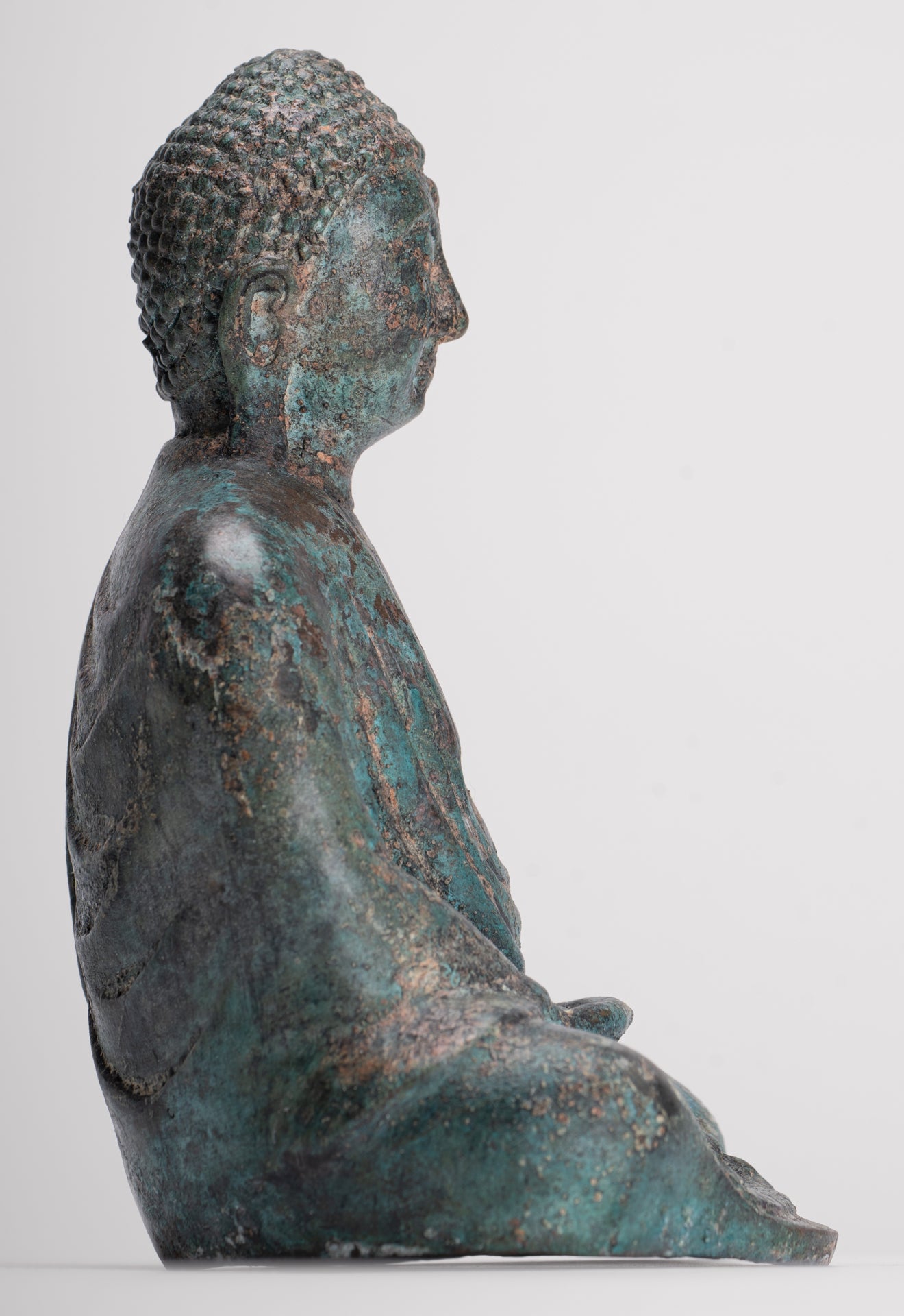 Japanese Buddha - Antique Japanese Style Bronze Seated Meditation Amitabha Buddha Statue - 18cm/7"