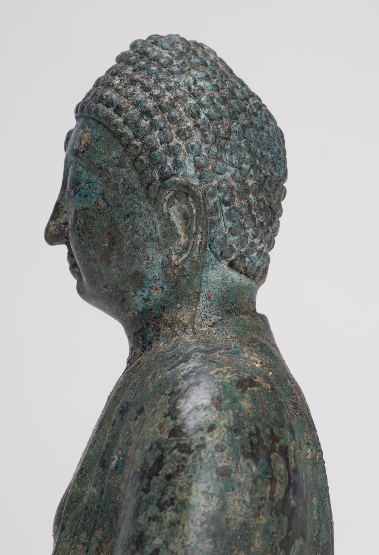Japanese Buddha - Antique Japanese Style Bronze Seated Meditation Amitabha Buddha Statue - 18cm/7"