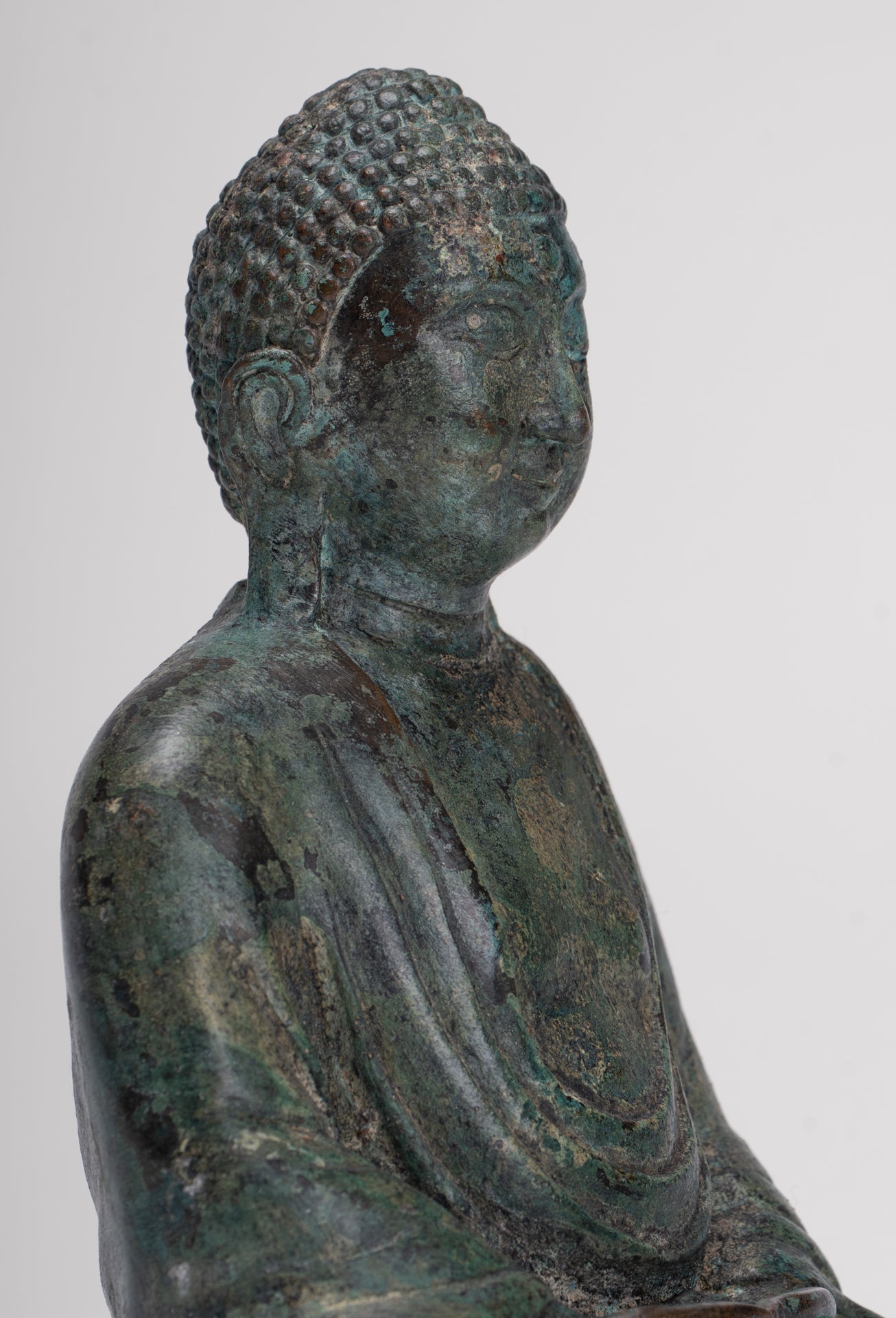 Japanese Buddha - Antique Japanese Style Bronze Seated Meditation Amitabha Buddha Statue - 18cm/7"