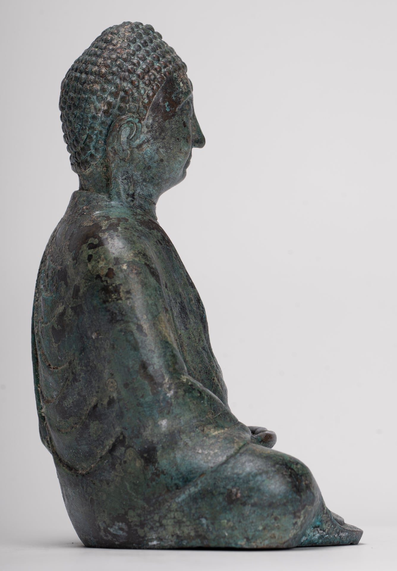 Japanese Buddha - Antique Japanese Style Bronze Seated Meditation Amitabha Buddha Statue - 18cm/7"