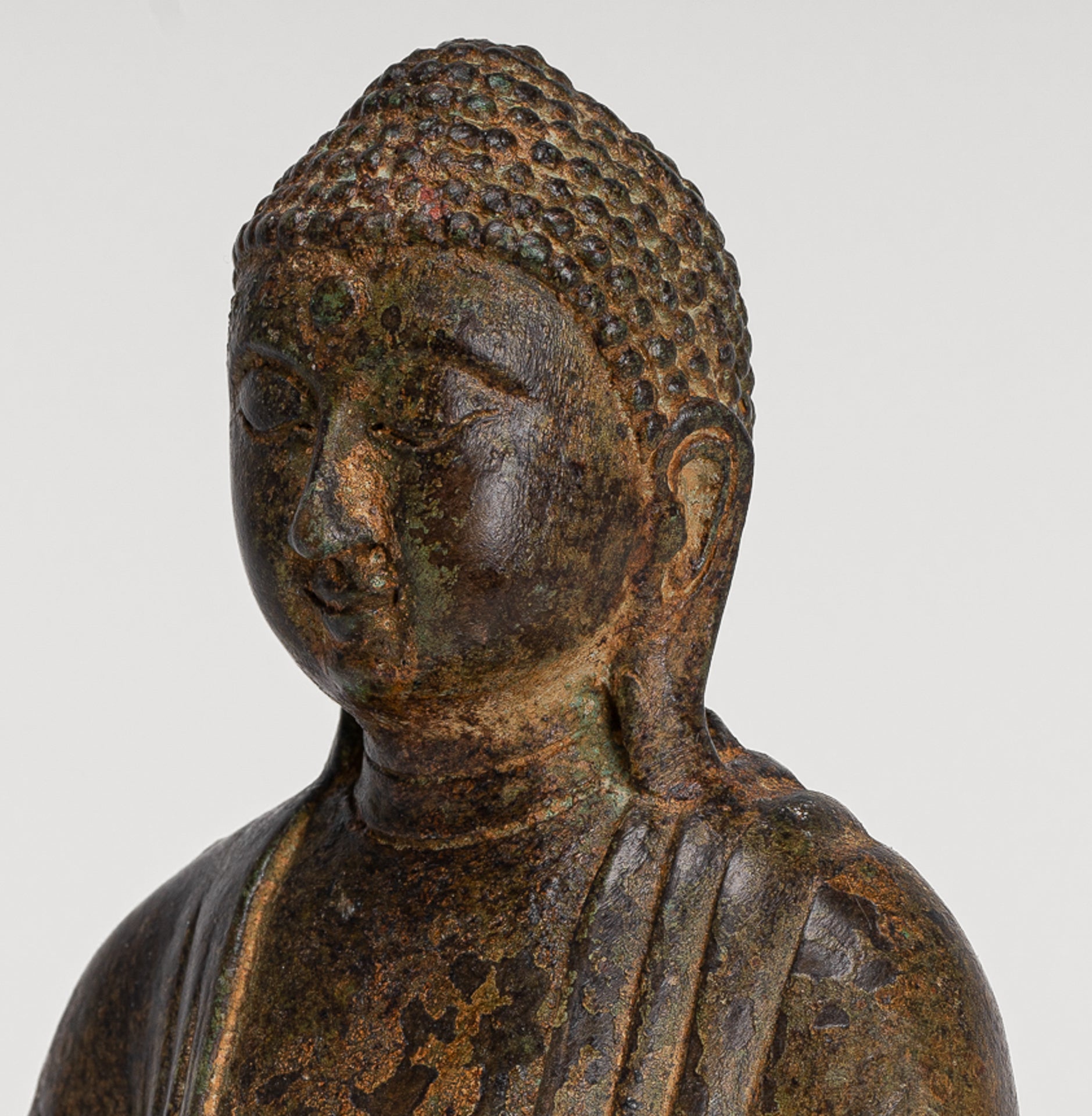 Japanese Buddha - Antique Japanese Style Bronze Seated Meditation Amitabha Buddha Statue - 18cm/7" (Copy)