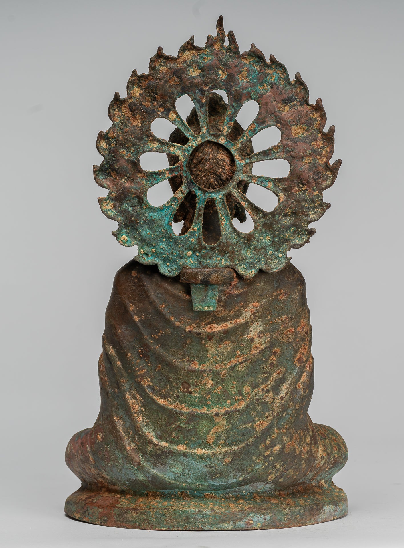 Indian Buddha Statue - Antique Gandhara Style Bronze Protection Buddha Statue - 29cm/12"