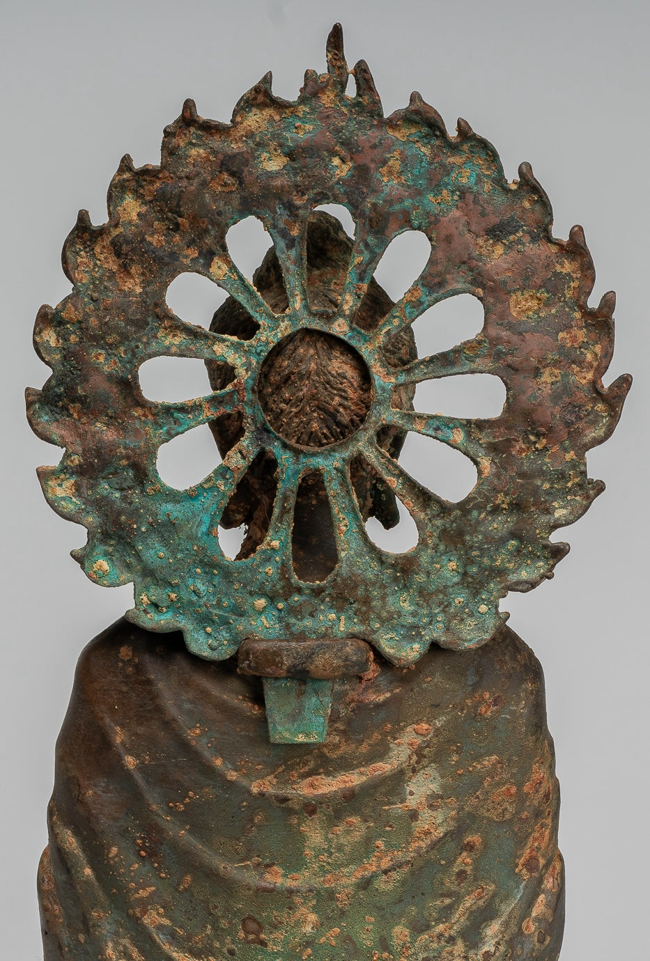 Indian Buddha Statue - Antique Gandhara Style Bronze Protection Buddha Statue - 29cm/12"