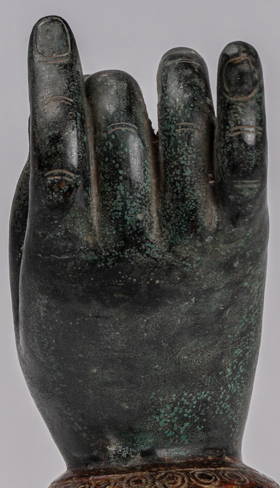 Mano de enseñanza de bronce del sudeste asiático de estilo jemer montado - 29 cm/12 "