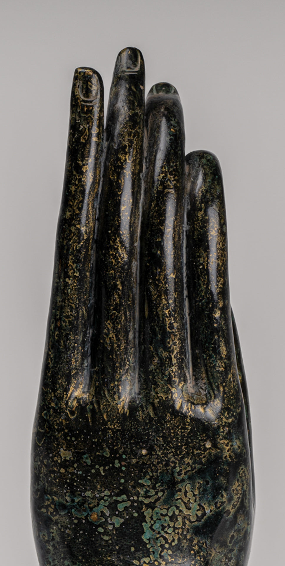 Mounted Antique Khmer Style Southeast Asia Bronze Teaching Hand - 38cm/15"