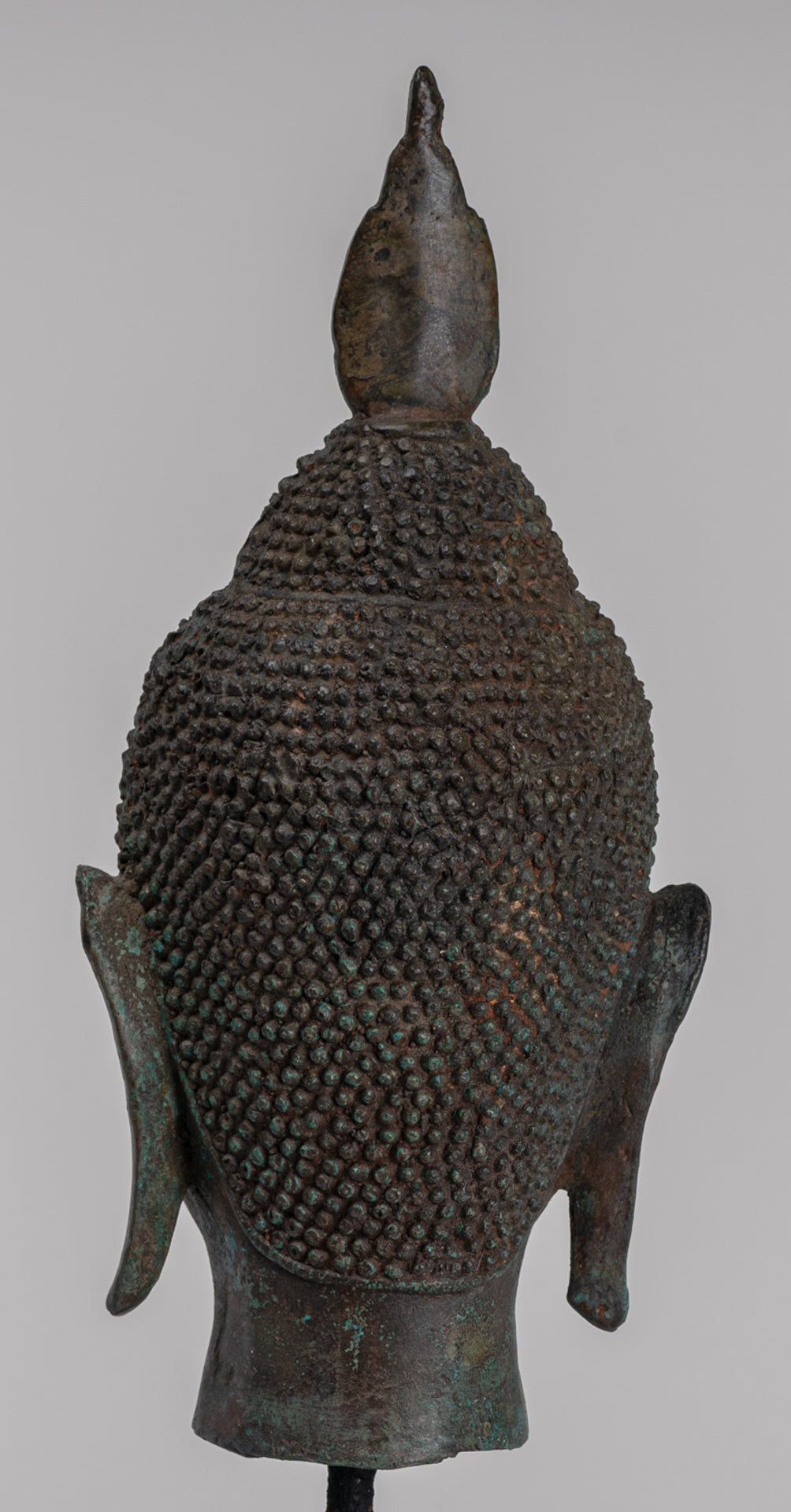 Buddha Head - Antique Thai Style Sukhothai Mounted Bronze Buddha Head - 30cm/12"