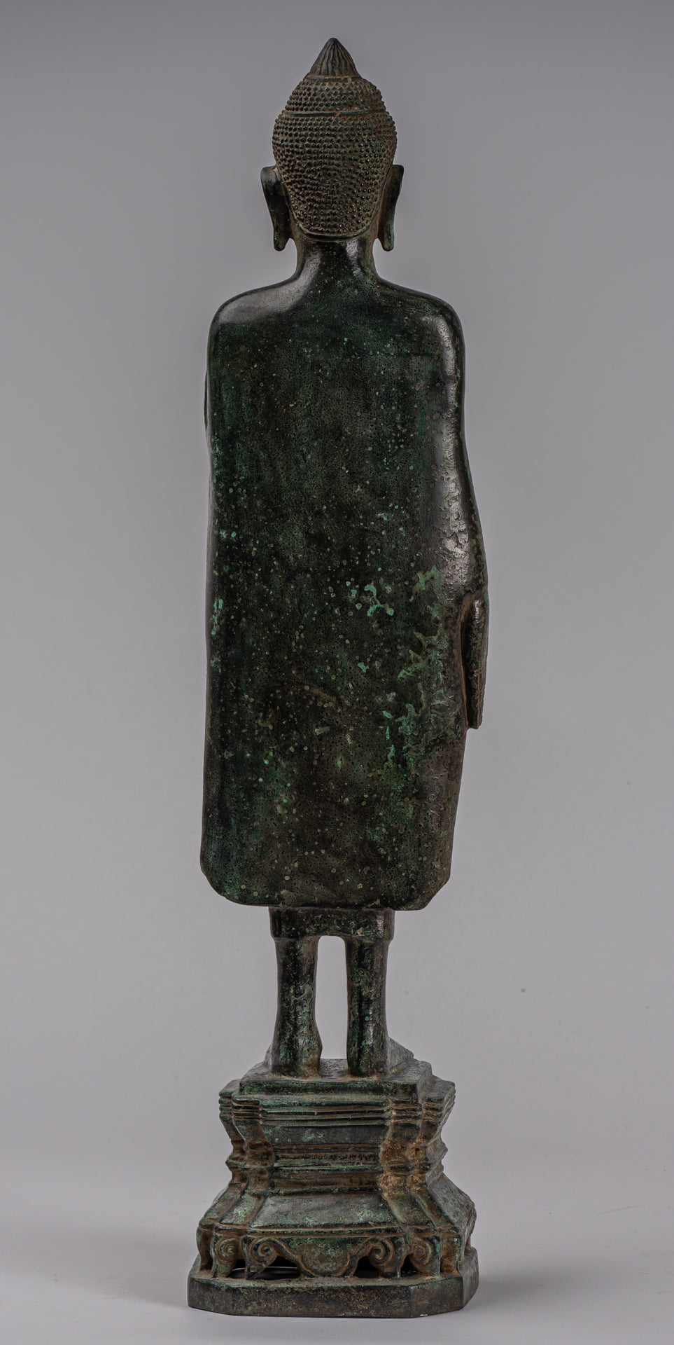 Buddha Statue - Antique Khmer Style Bronze Standing Abhaya Protection Buddha Statue - 52cm/21"