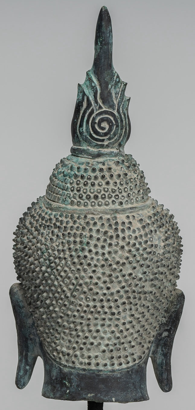 Estatua de Buda - Cabeza de Buda Montada de Bronce Estilo de Bronce Antiguo - 29 cm/12 "