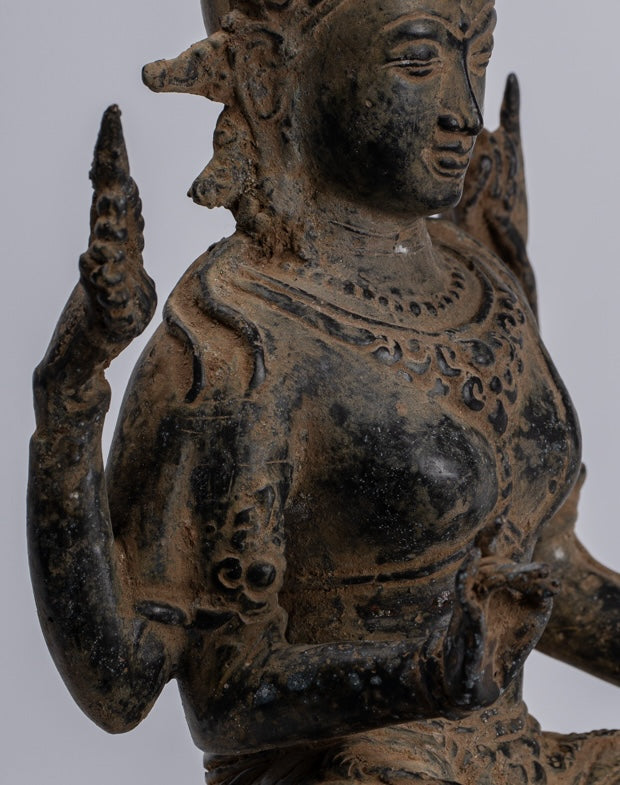 Statua di Tara - Antique Java Style Majapahit Seduto Devi Devi Tara Statua - 26 cm/10 "