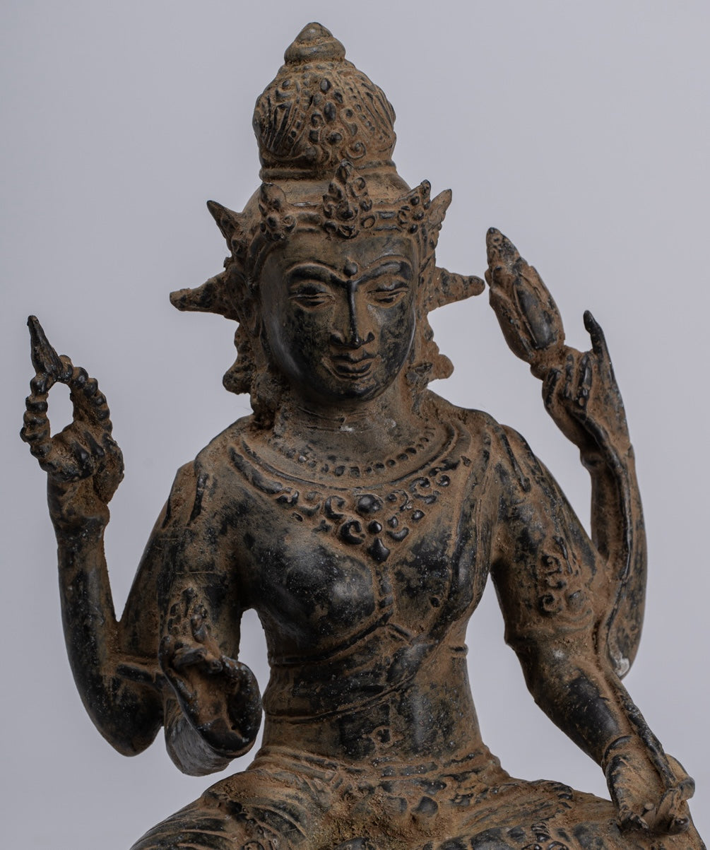 Statua di Tara - Antique Java Style Majapahit Seduto Devi Devi Tara Statua - 26 cm/10 "