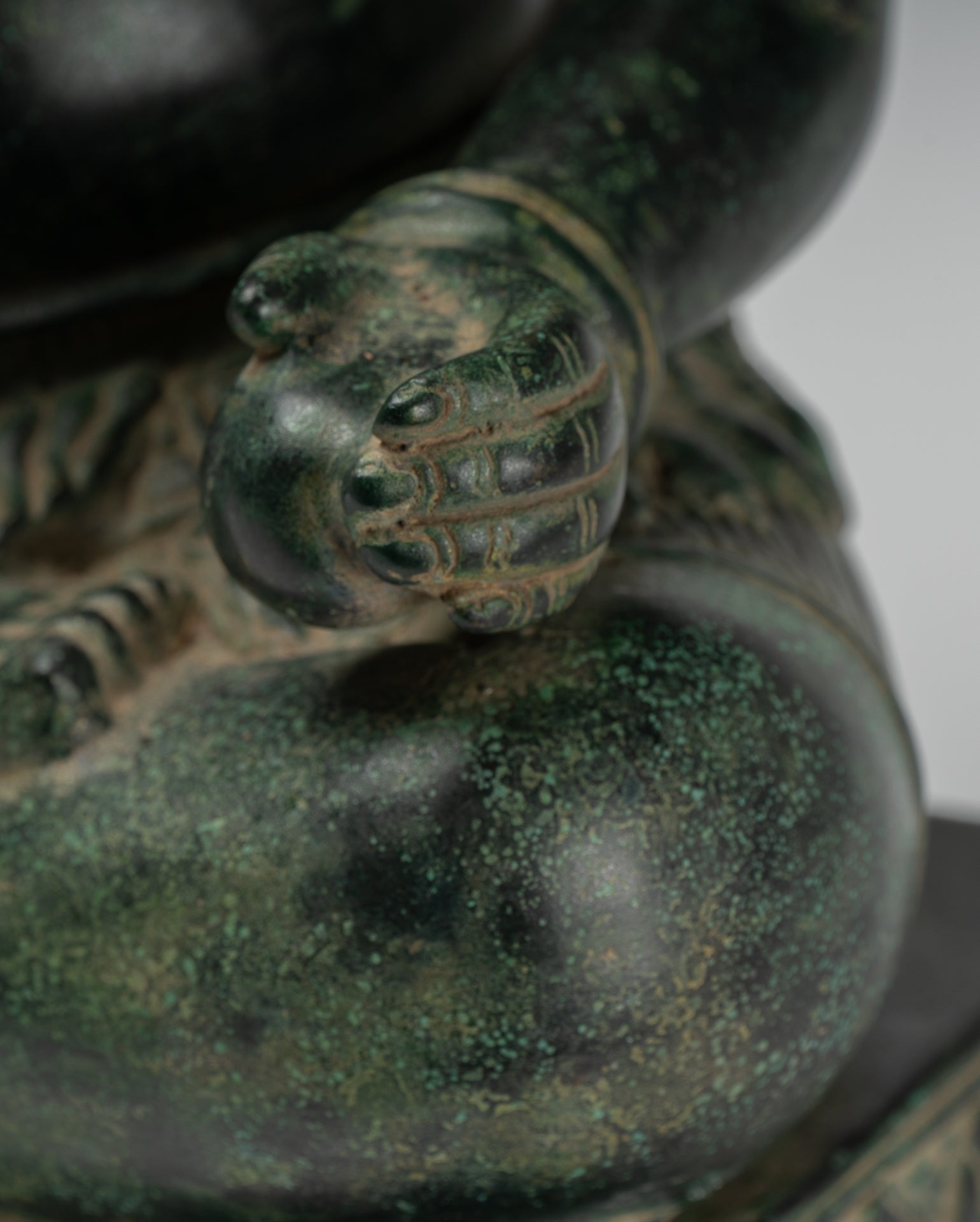 Ganesha Statue - Antique Khmer Style Angkor Wat Bronze Seated Four Arm Ganesh Statue - 40cm/16"