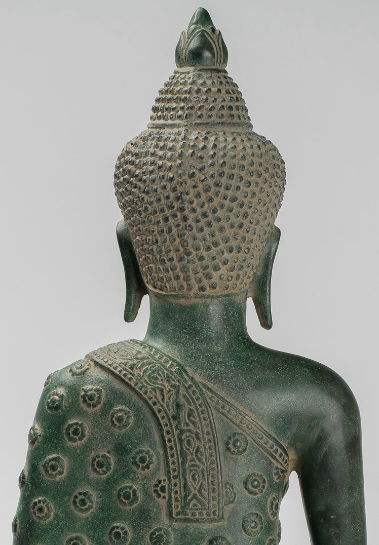 Buddha Statue - Antique Khmer Style Bronze Seated Amitabha Meditation Buddha Statue - 44cm/18"