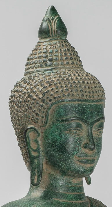 Buddha Statue - Antique Khmer Style Bronze Seated Amitabha Meditation Buddha Statue - 44cm/18"