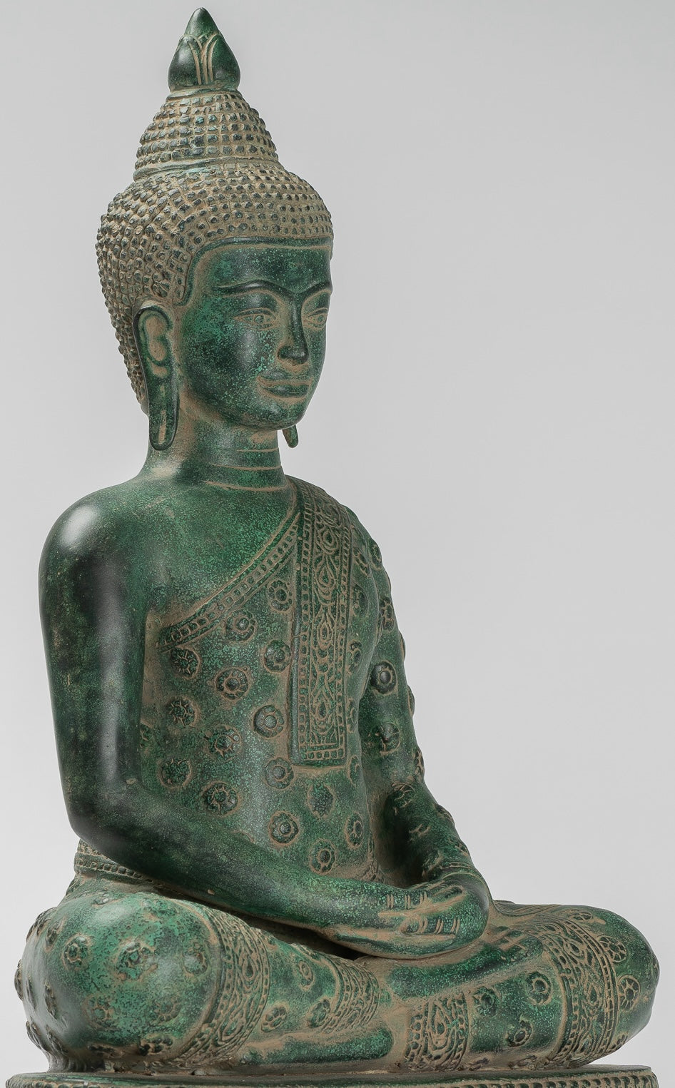 Buddha Statue - Antique Khmer Style Bronze Seated Amitabha Meditation Buddha Statue - 44cm/18"