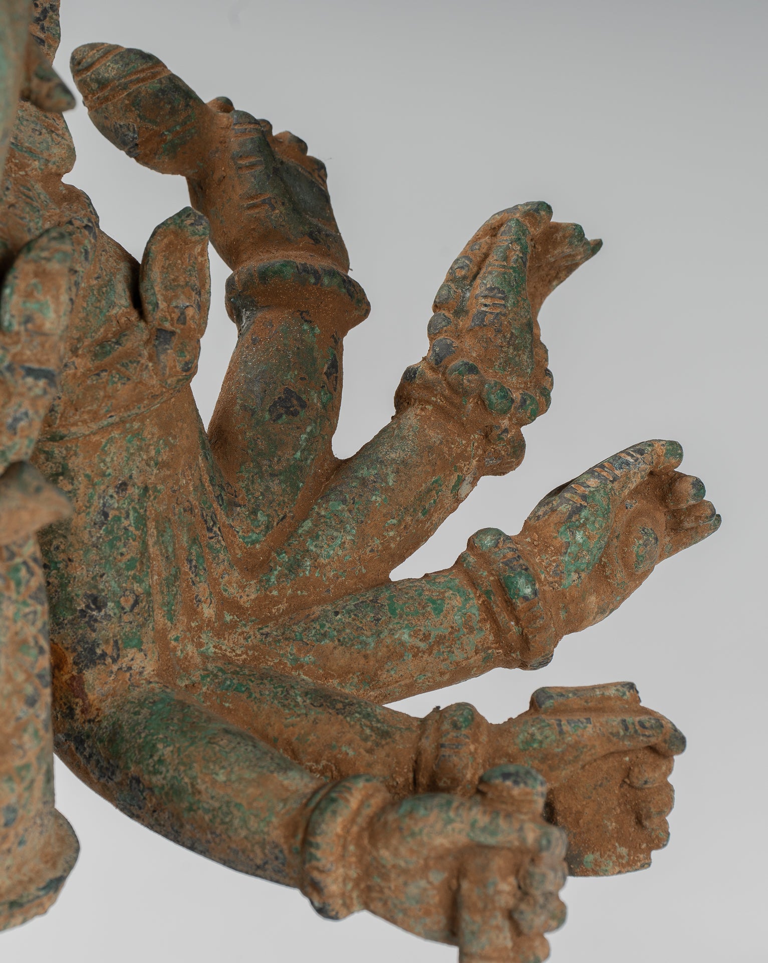 Ganesh Statue - Antique Khmer Style Bronze Mounted Verdigris Ganesha Statue - 39cm/16"