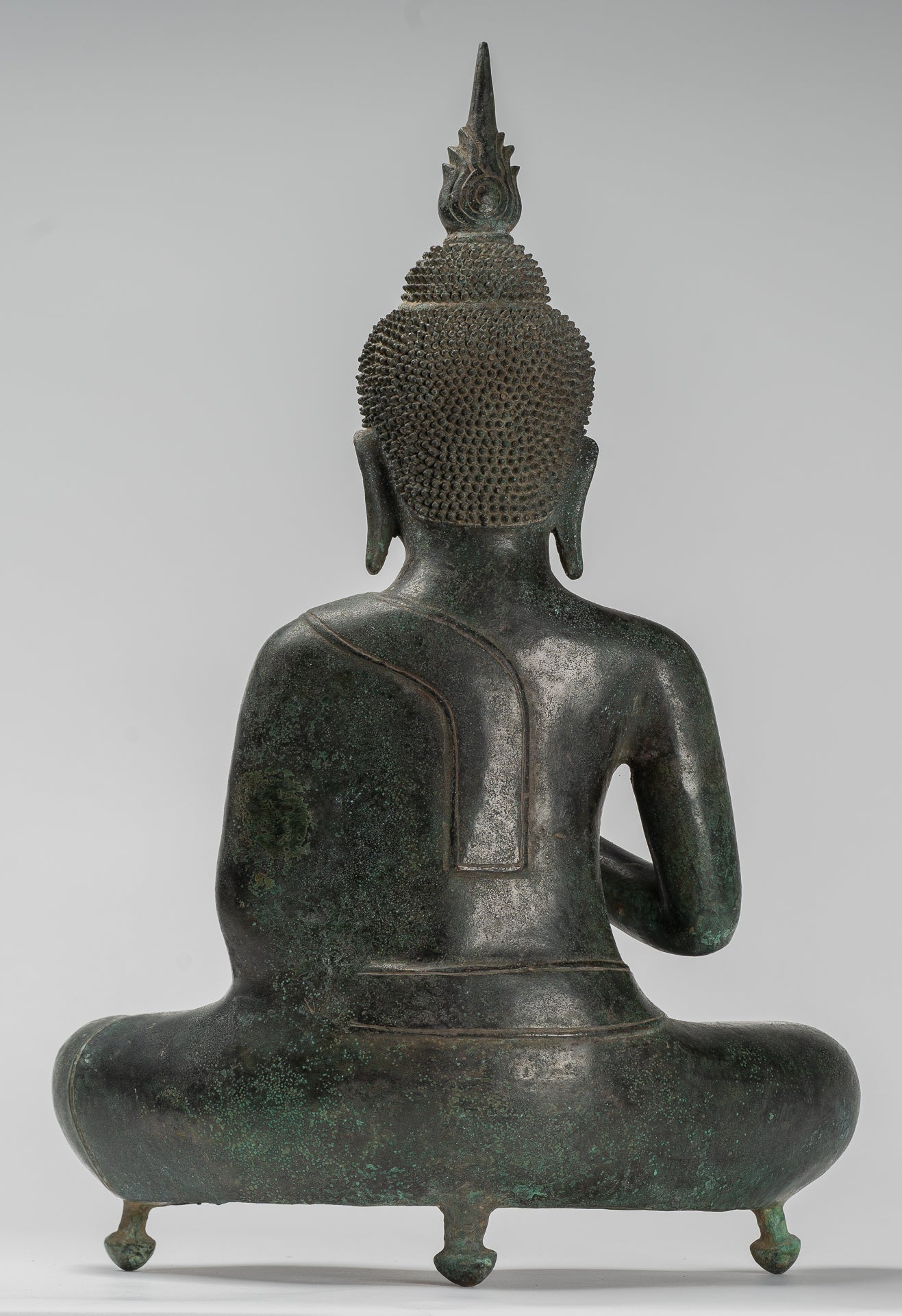Buddha - Antique Khmer Style Bronze Seated Double Teaching Buddha Statue - 50cm/20"