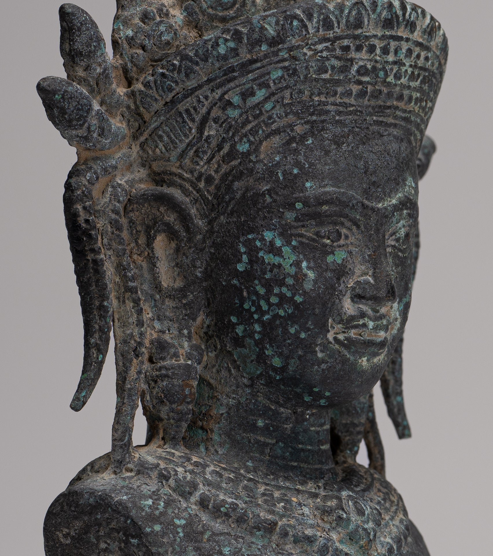 Apsara Statue - Antique Khmer Style Bronze Angkor Wat Apsara or Angel Statue - 29cm/12"