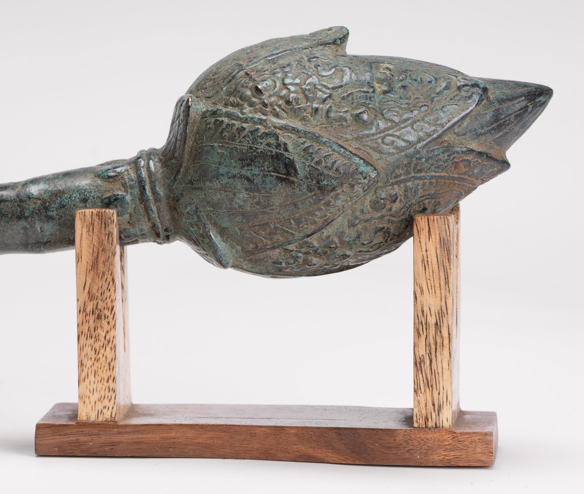 Mounted Antique Thai Style Bronze Lotus Bud - 35cm/14"