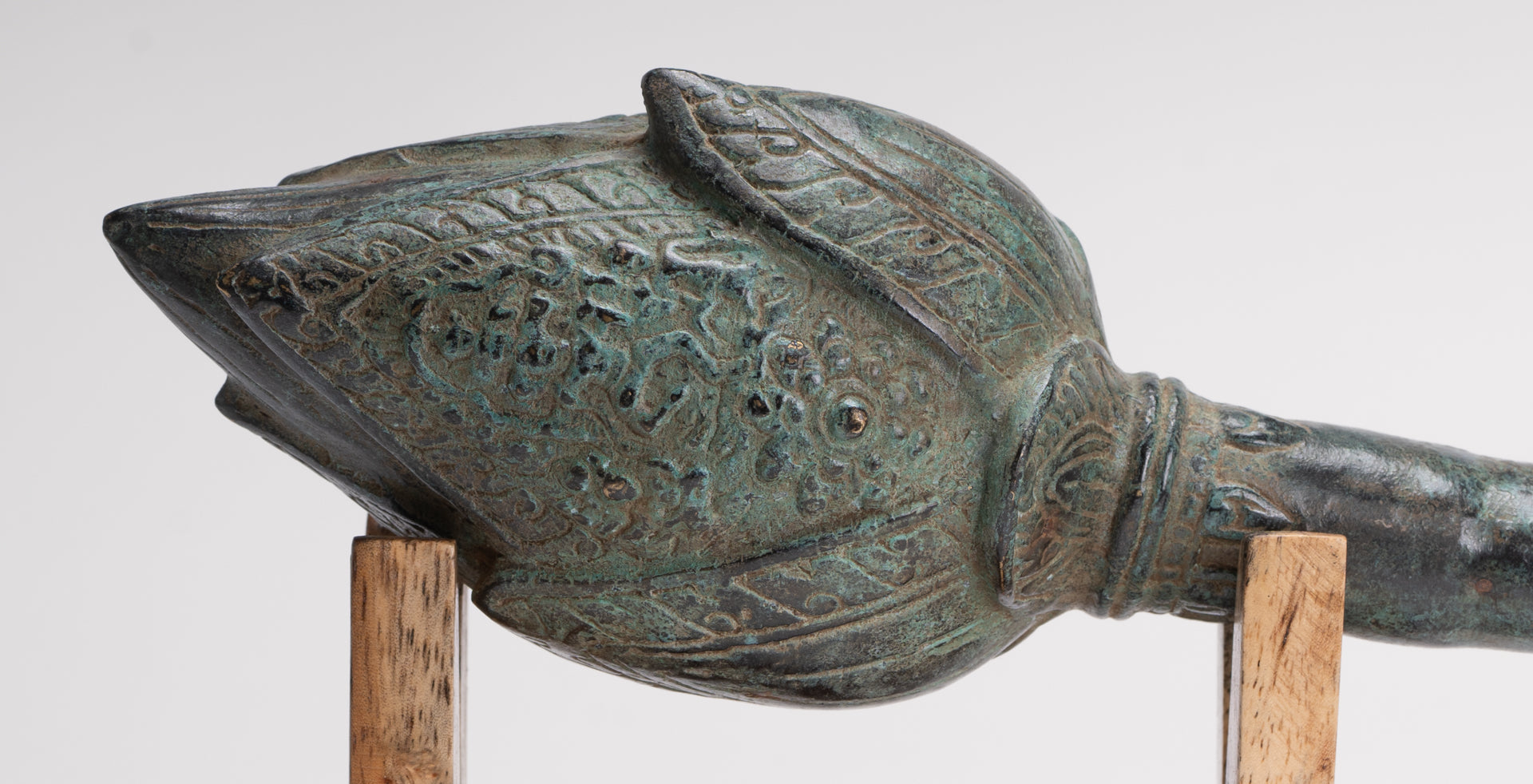 Mounted Antique Thai Style Bronze Lotus Bud - 35cm/14"