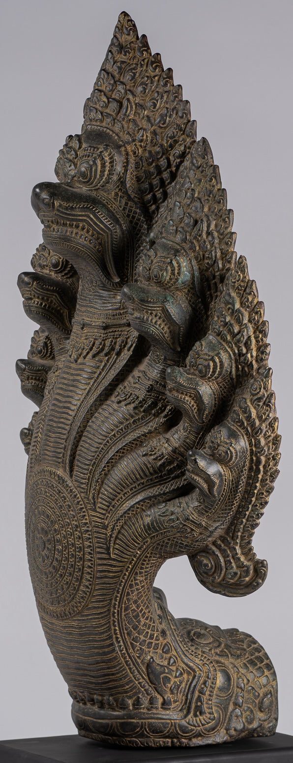Naga Statue - Antique Khmer Style Bronze Protective Naga, Snake or Serpent Statue - 92cm/37"