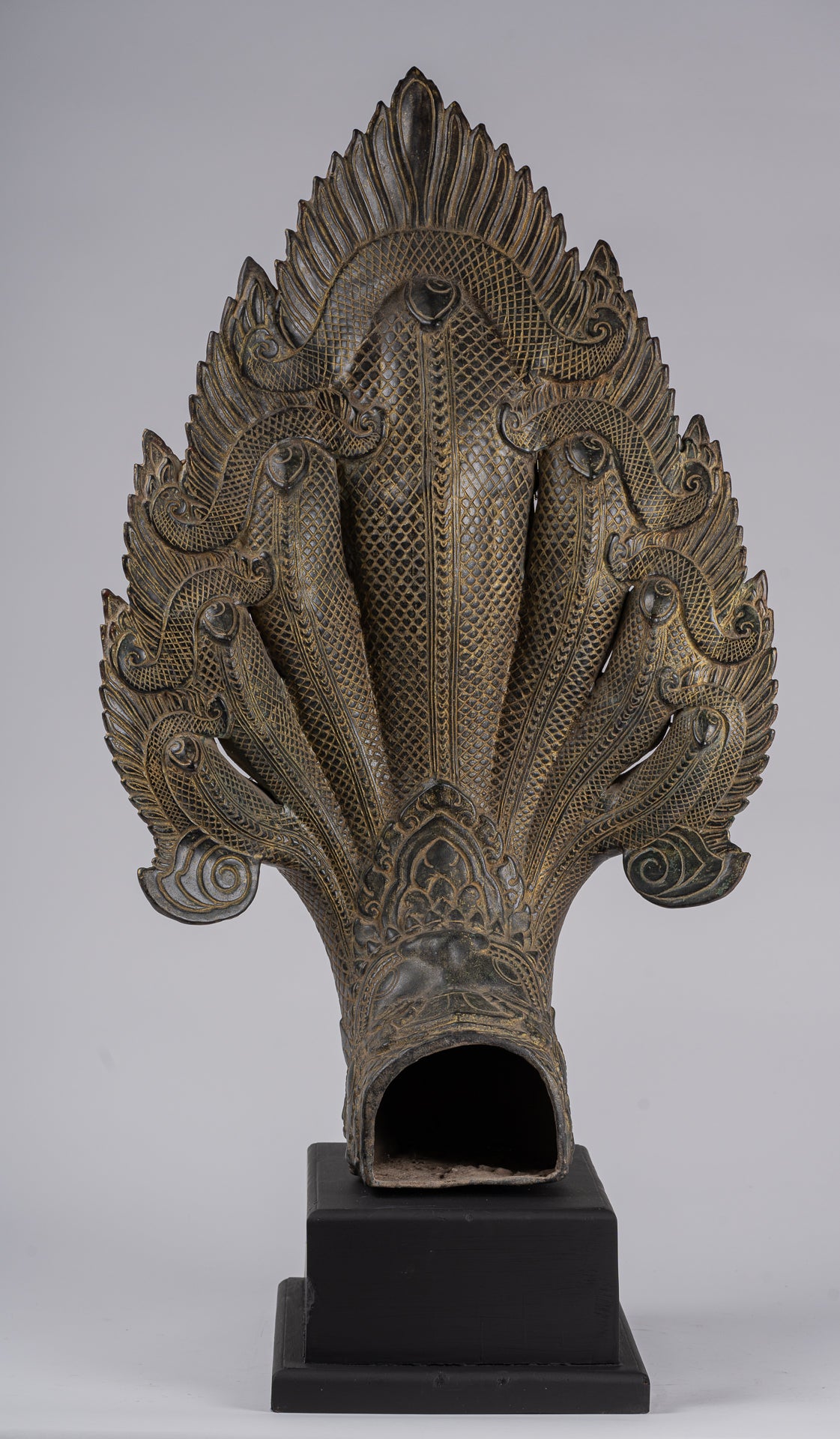 Naga Statue - Antique Khmer Style Bronze Protective Naga, Snake or Serpent Statue - 92cm/37"