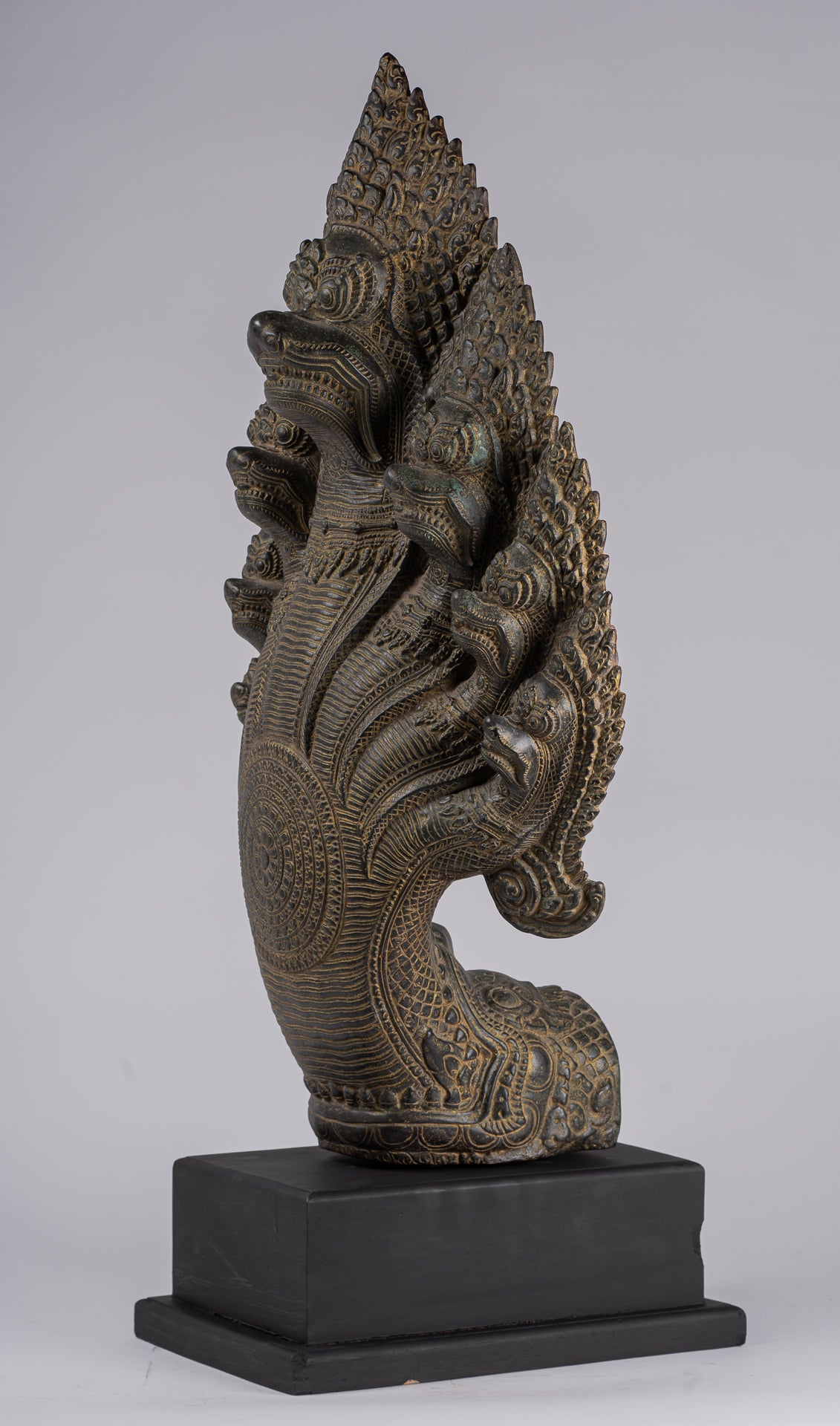 Naga Statue - Antique Khmer Style Bronze Protective Naga, Snake or Serpent Statue - 92cm/37"