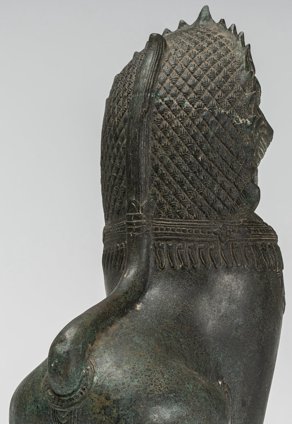 Temple Lion - Antique Khmer Style Bronze Standing Temple Guardian or Lion - 40cm/16"