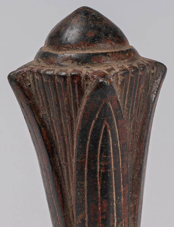 Mounted Antique Khmer Style Bronze Lotus Bud - 22cm/9"